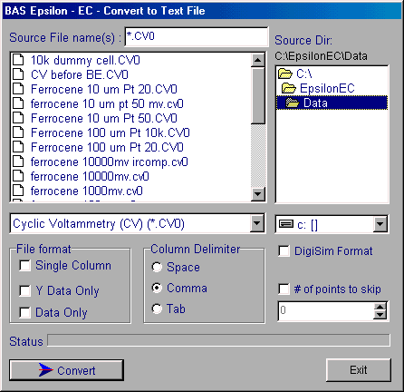 Convert to text dialog box