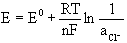 Nernst equation for activity