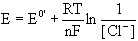 Nernst equation for concentration
