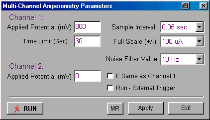 MCA Change Parameter dialog box