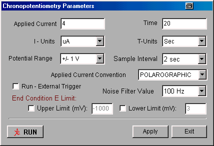 CP Change Parameters dialog box