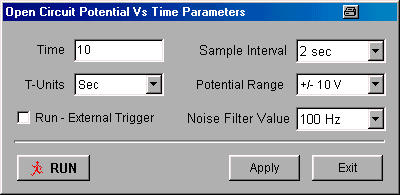 Open circuit Change Parameter dialog box