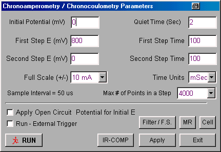 CA Parameter dialog box