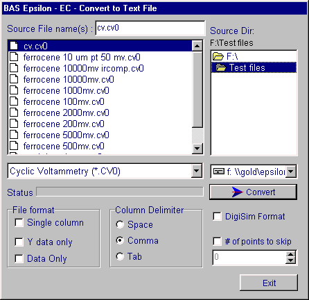 Convert to Text File dialog box