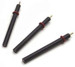 MF-2073 provides a trio of voltammetry electrodes (L to R): platinum, gold, glassy carbon